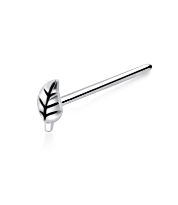 Leafy Shaped Silver Straight Nose Stud NSKA-365